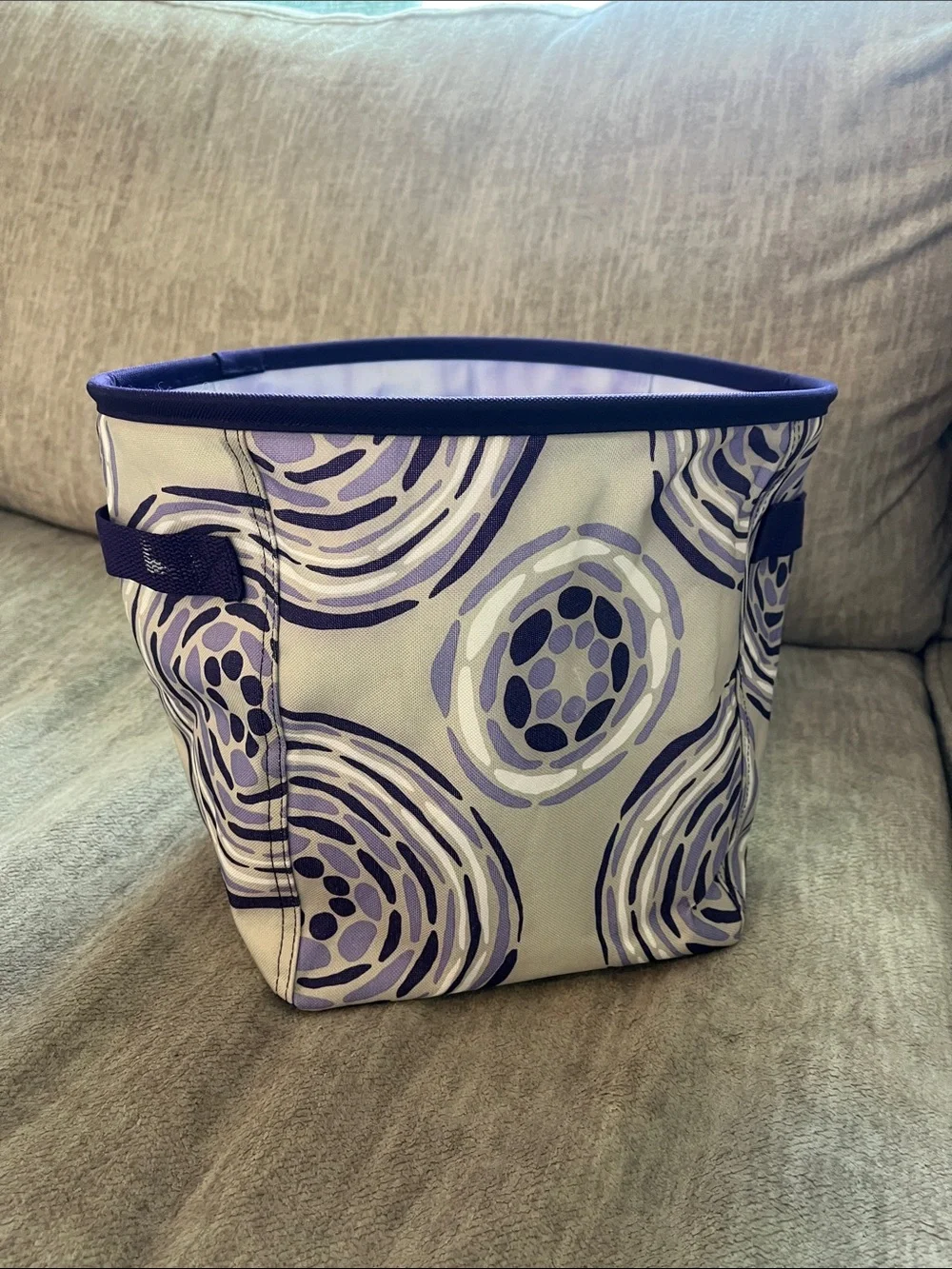 Thirty One Purple Patterned Fabric Storage Bin